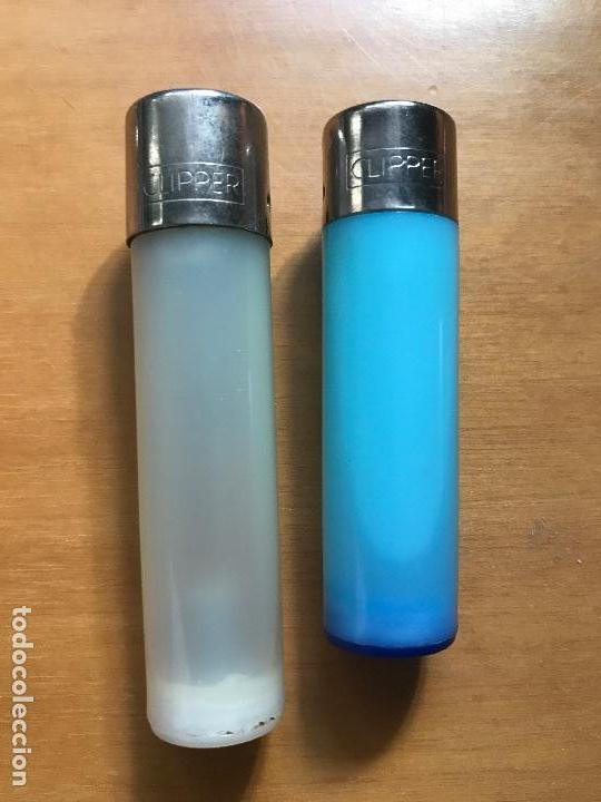 Mecheros: DOS MECHEROS CLIPPER BLANCO AZUL