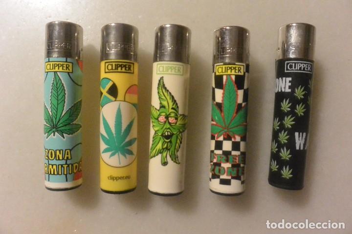 Mecheros: LOTE 5 MECHEROS CLIPPER MARIHUANA