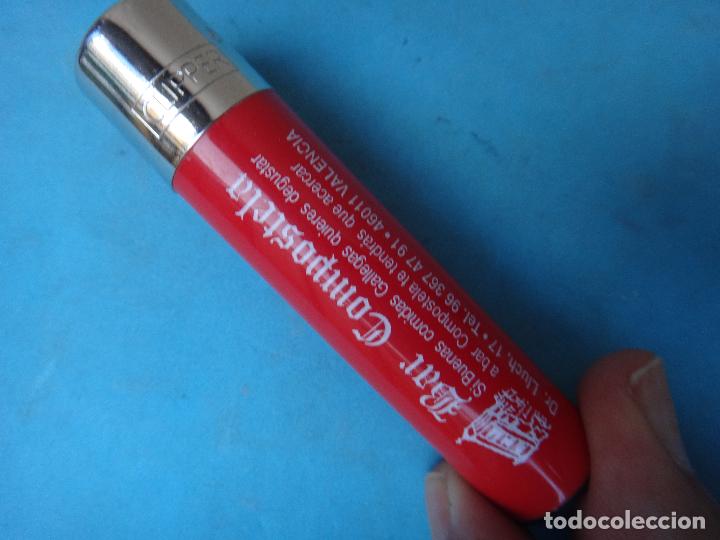 Mecheros: MECHERO ENCENDEDOR CLIPPER , PUBLICIDAD BAR COMPOSTELA VALENCIA , RASCADOR REDONDO , ORIGINAL