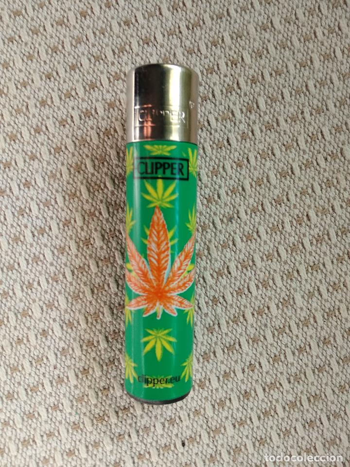 Mecheros: MECHERO ENCENDEDOR CLIPPER HOJA DE MARIHUANA SERIE PRINT LEAVES 4/4