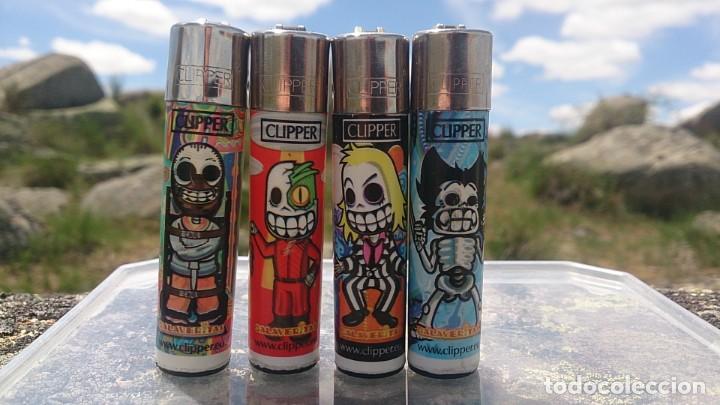 Mecheros: Lote 4 mecheros Clipper lighter. Calaveritas.