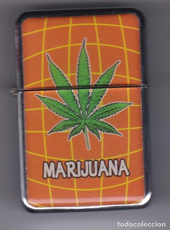 Isqueiros: ENCENDEDOR TIPO ZIPPO DE UNA HOJA DE CANNABIS - MARIJUANA