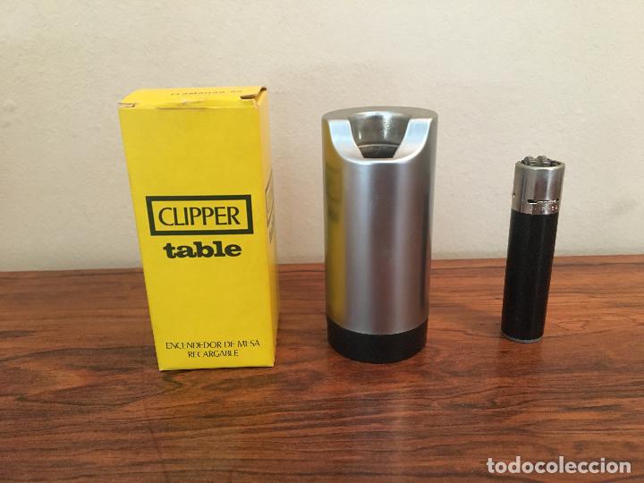 Mecheros: CLIPPER TABLE ENCENDEDOR DE MESA COLOR PLATA PLATEADO.MECHERO REGULABLE RETRO VINTAGE. FLAMAGAS