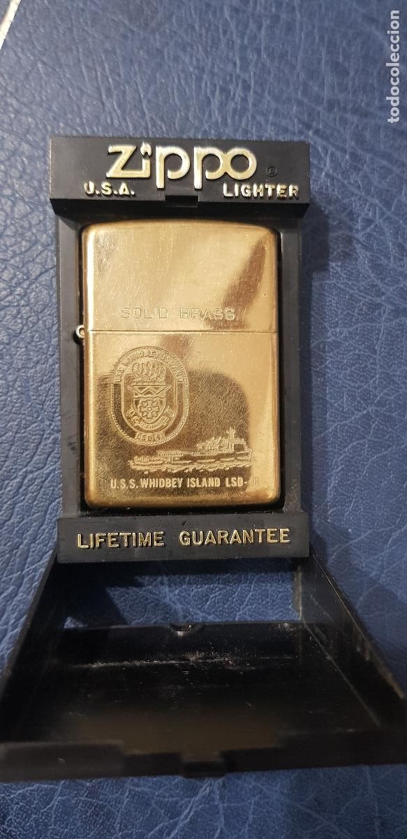 Mecheros: ZIPPO SOLID BRASS USS WHIDBEY ISLAND LSD-41 - Foto 1