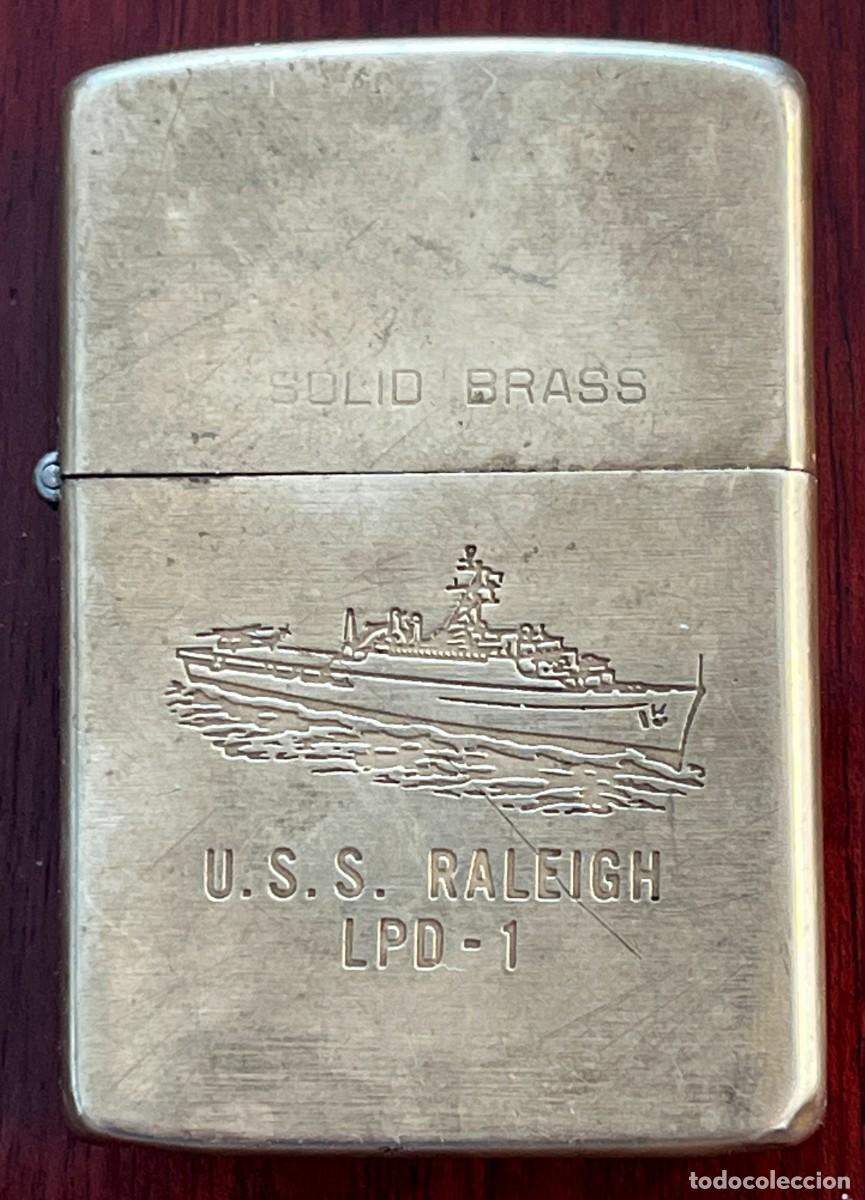 Mecheros: ZIPPO LIGHTER SOLID BRASS, USS. RALEIGH - LPD-1 - Foto 2