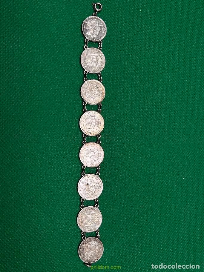 Mecheros: PULSERA DE MONEDAS DE PLATA DE CINQUENTA CENTIMOS - Foto 3