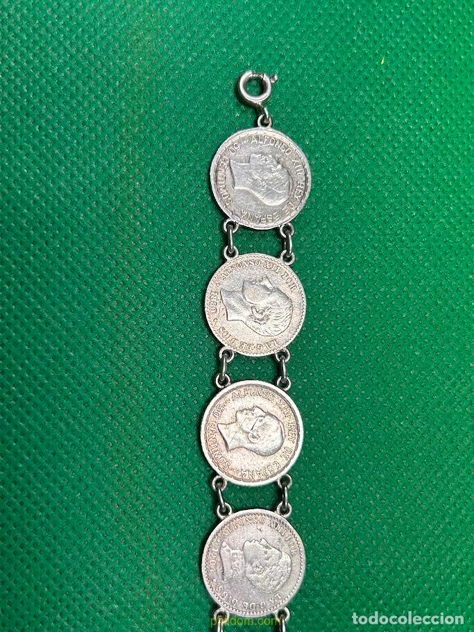 Mecheros: PULSERA DE MONEDAS DE PLATA DE CINQUENTA CENTIMOS - Foto 4