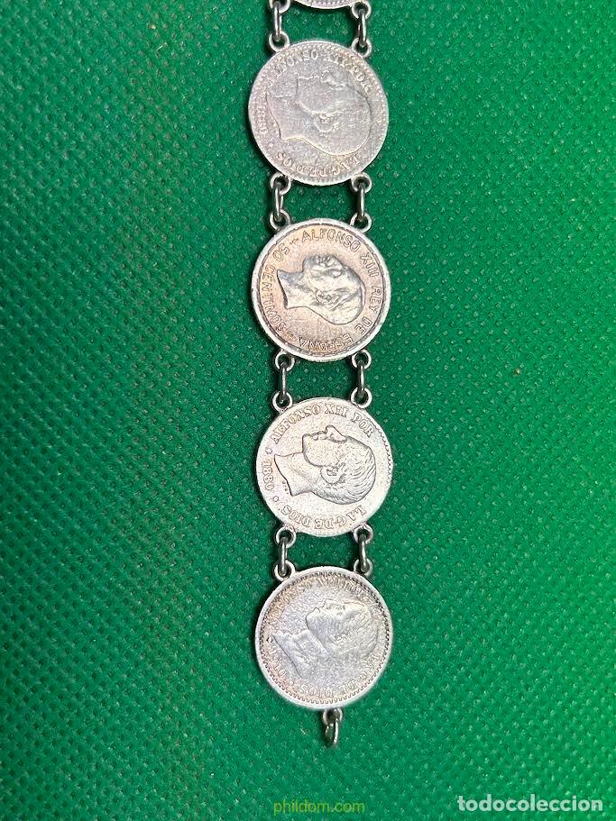 Mecheros: PULSERA DE MONEDAS DE PLATA DE CINQUENTA CENTIMOS - Foto 5
