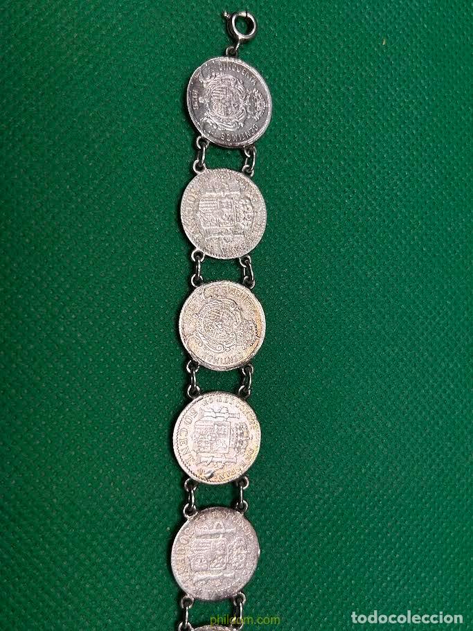 Mecheros: PULSERA DE MONEDAS DE PLATA DE CINQUENTA CENTIMOS - Foto 6