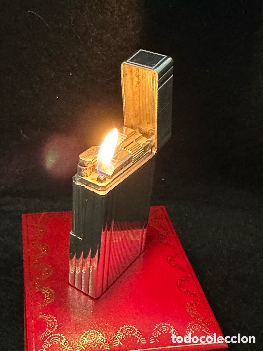 Mecheros: MECHERO/ENCENDEDOR DE GAS S.T. DUPONT LIGNE 1 LARGO PLAQUE PLATA DE LOS A&Ntilde;OS 90