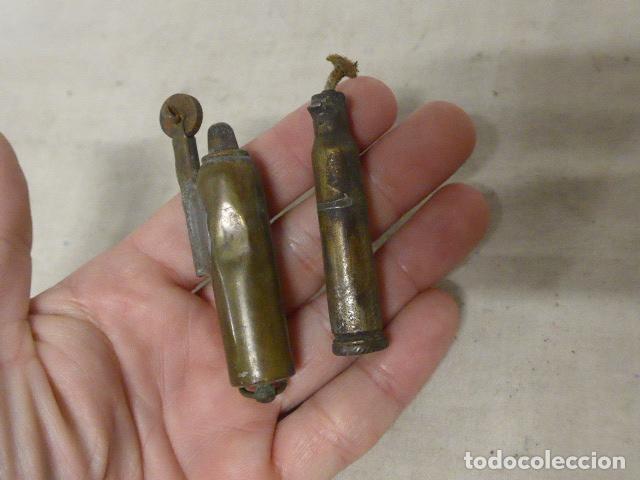 Mecheros: Antiguos 2 mechero de principios de siglo XX a identificar, seguramente de epoca de guerra civil.