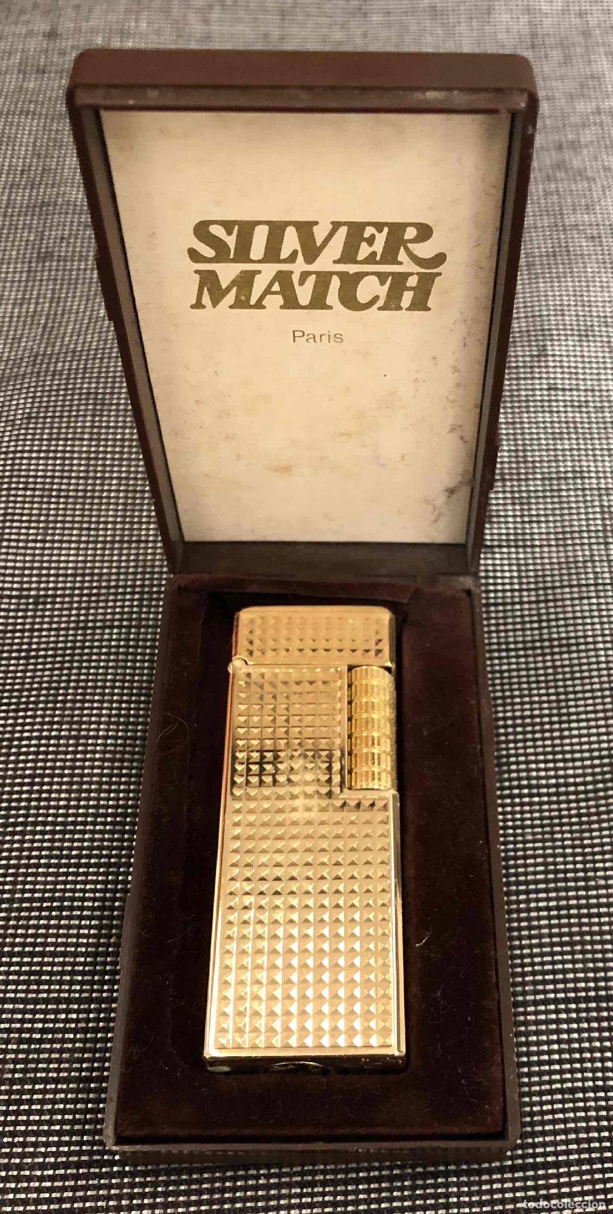Mecheros: MECHERO SILVER MATCH DORADO EN SU ESTUCHE ORIGINAL