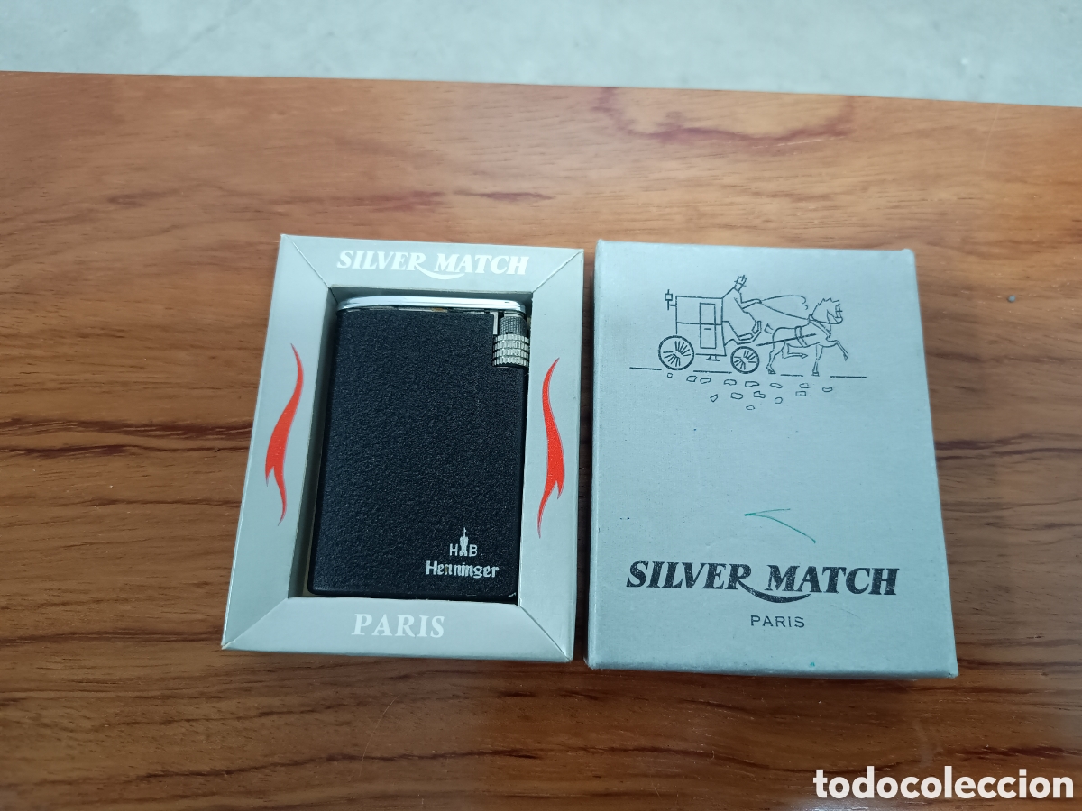 Isqueiros: MECHERO ENCENDEDOR SILVER MATCH - PUBLICIDAD DE CERVEZAS HENNINGER - EN SU CAJA ORIGINAL