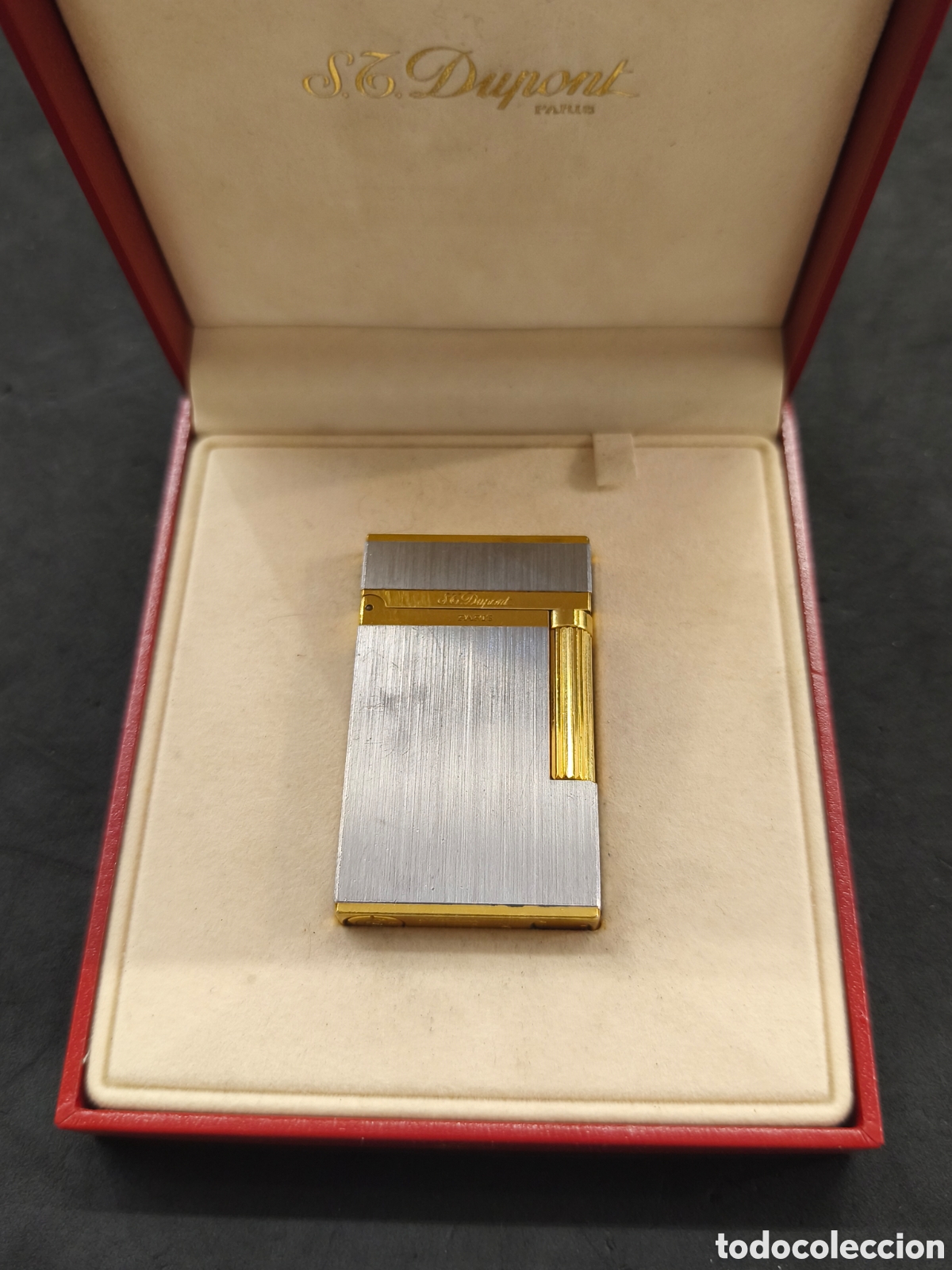 Mecheros: Encendedor S.T.Dupont acero cepillado y chapado en oro