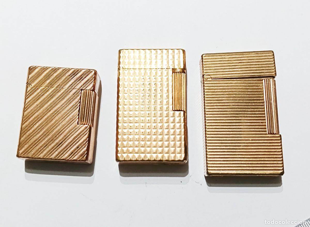 Mecheros: Lote 3 Encendedores S.T. DUPONT Vintage Chapados en Oro - Diferentes Modelos y Tama&ntilde;os - Francia