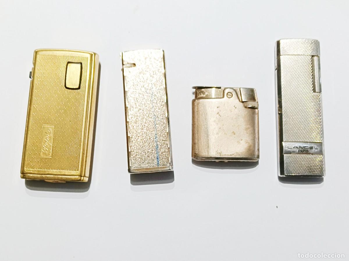 Mecheros: Lote de 4 Mecheros Vintage de Colecci&oacute;n - Lancel Paris, Mylflam y marcas vintage (A&ntilde;os 60-70)