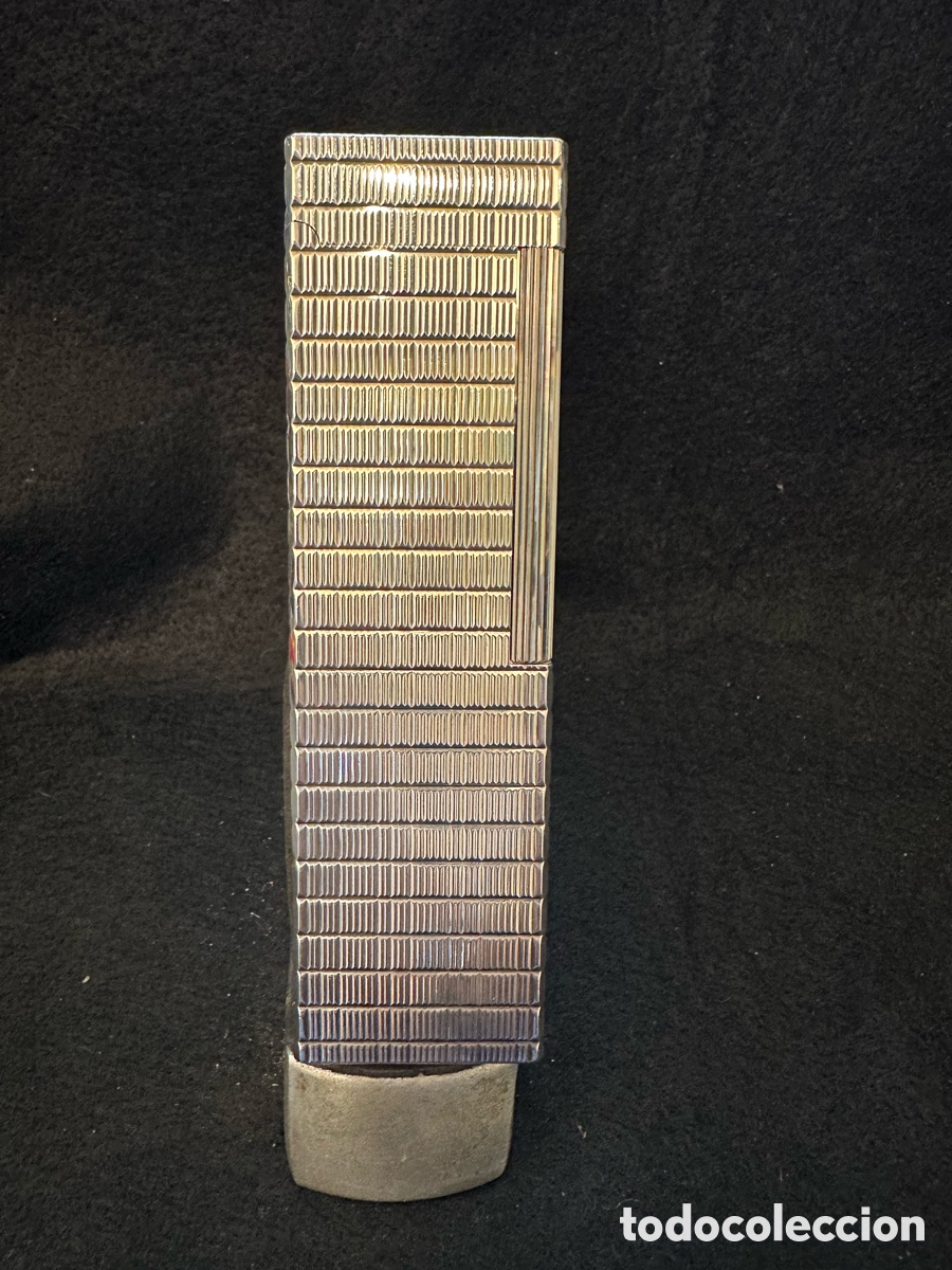 Mecheros: MECHERO/ENCENDEDOR DE MESA DUPONT A GAS PLAQUE PLATA DE LOS A&Ntilde;OS 70