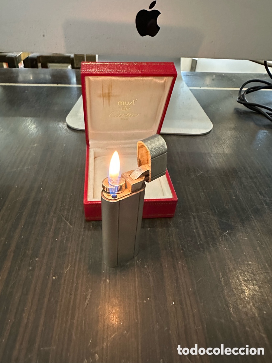 Mecheros: MECHERO CARTIER GAS PLAQUE PLATA DE LOS A&Ntilde;OS 80