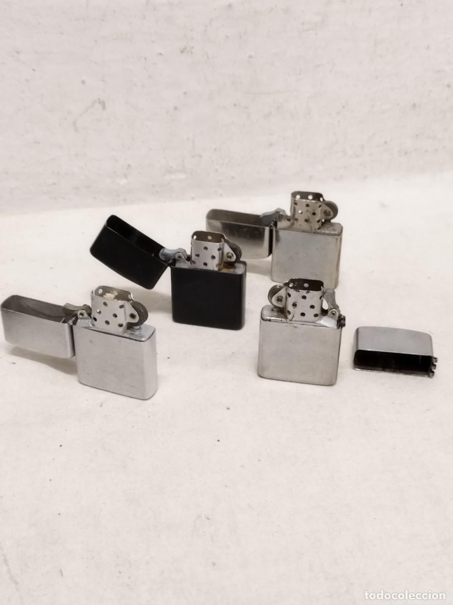 Mecheros: Lote de 4 Mecheros, encendedores tipo Zippo. Uno a restaurar, sin probar.