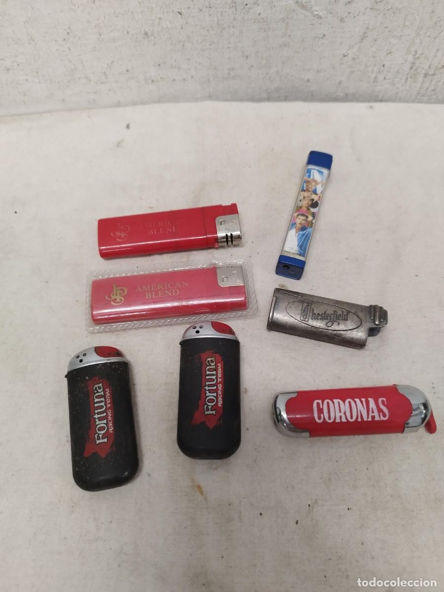 Mecheros: Lote de 7 Mecheros, encendedores. Publicidad tabaco LM, Chesterfield, Fortuna. Sin probar.