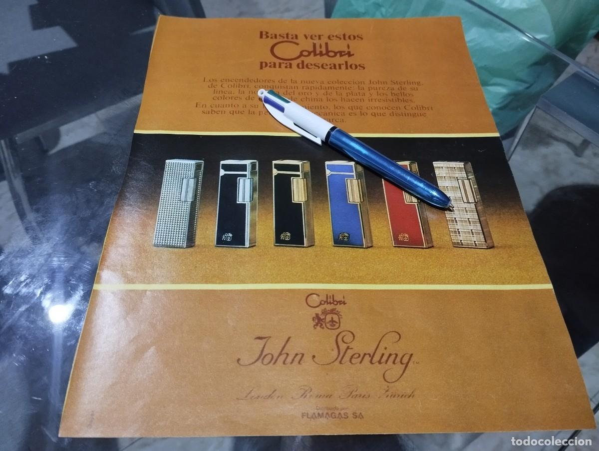 Mecheros: MECHERO ENCENDEDOR COLIBRI JOHN STERLING ANUNCIO PUBLICIDAD REVISTA 1975 BONITO PARA ENMARCAR