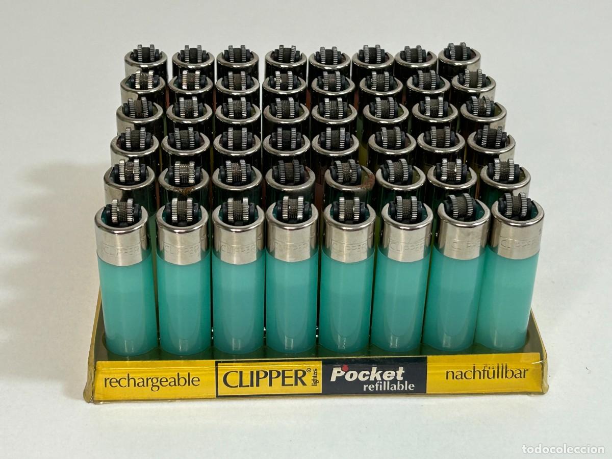Mecheros: CAJA EXPOSITOR CON ENCENDEDORES MECHEROS CLIPPER POCKET RECARGABLE SPAIN COMPLETO