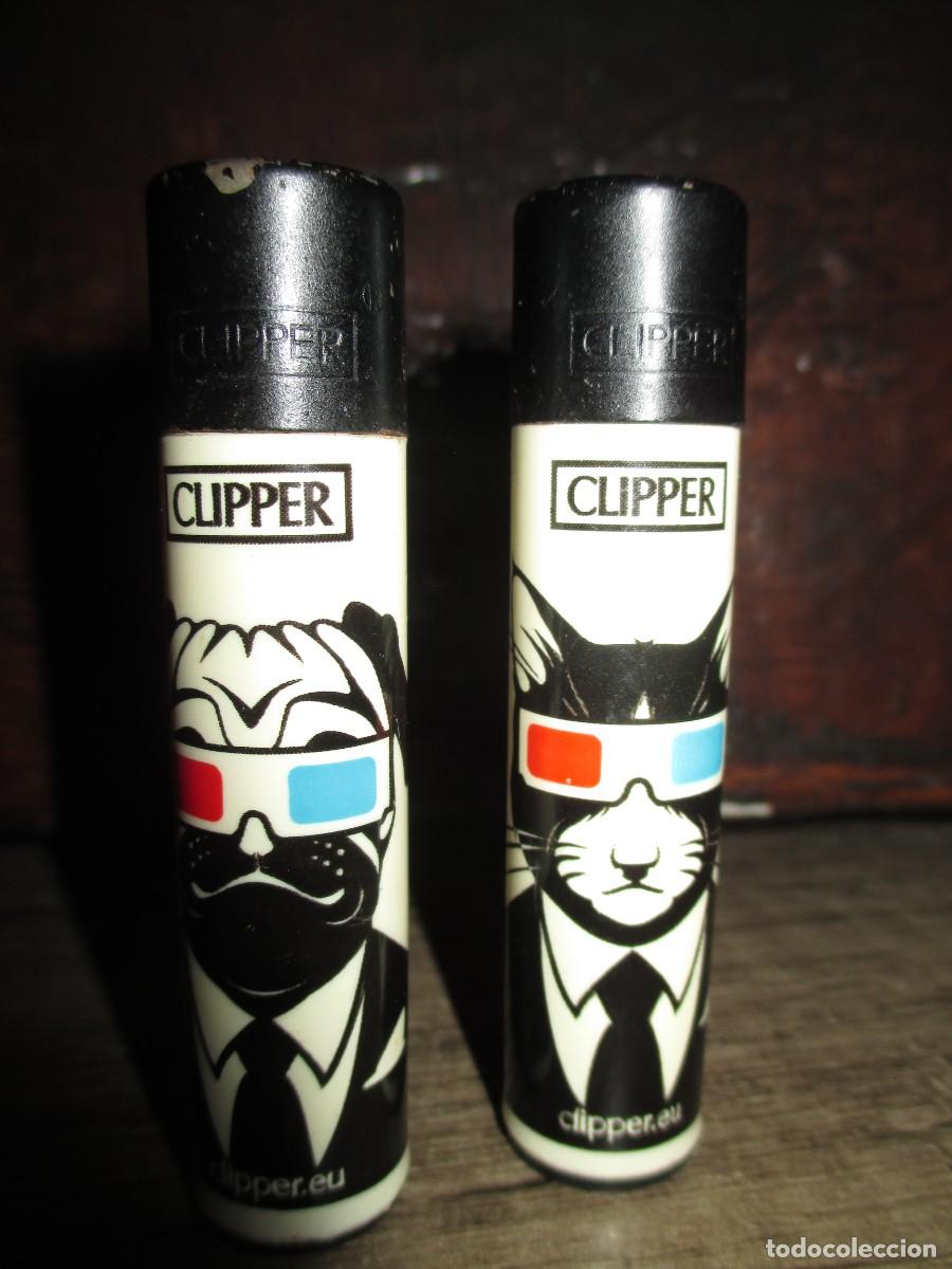 Isqueiros: 823- Lote 2 Mecheros Clipper Colecci&oacute;n &rdquo;Animals 3D Glasses&rdquo; (Gato y Perro)