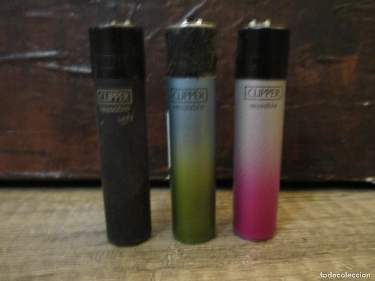 Mecheros: 836- Lote de 3 Encendedores Clipper Reutilizables (Colecci&oacute;n Gradient) &ndash; Buen Estado