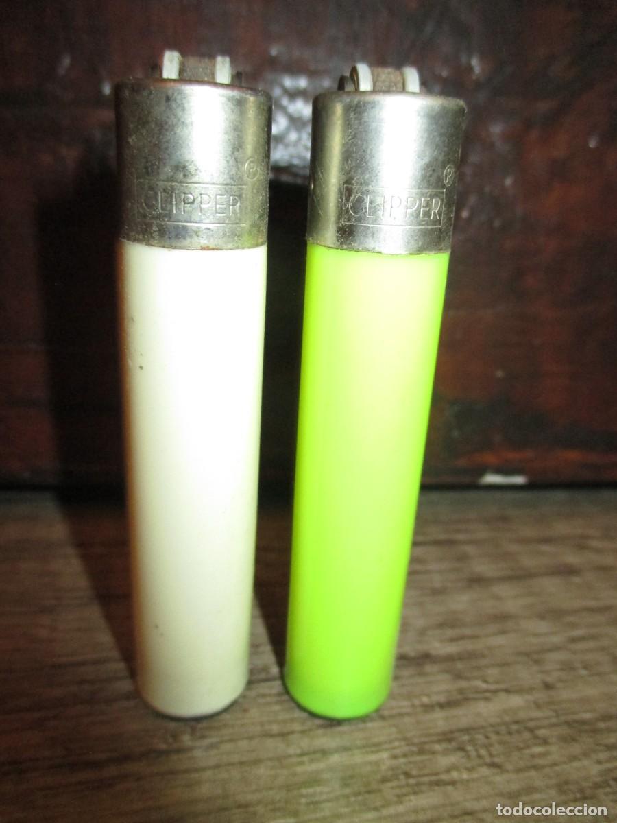 Mecheros: 846- Lote 2 Mecheros Clipper Micro (Fino y Compacto) - Blanco y Verde Ne&oacute;n