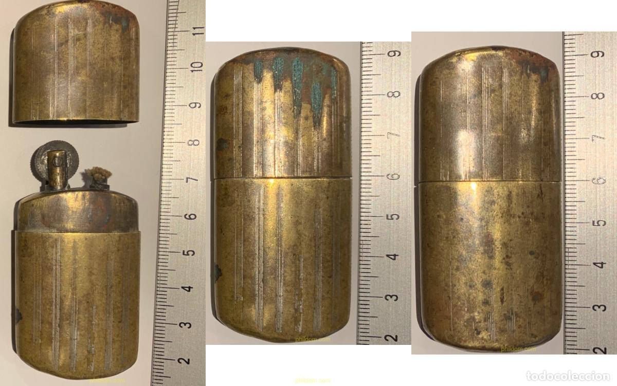 Mecheros: ANTIGUO MECHERO ENCENDEDOR DE PIEDRA Y MECHA. LATON