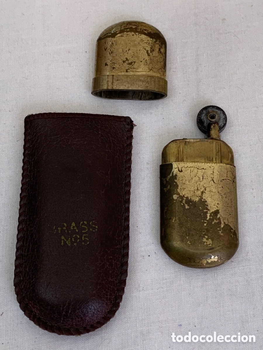 Mecheros: Encendedor antiguo Brass N5 con funda - Foto 3