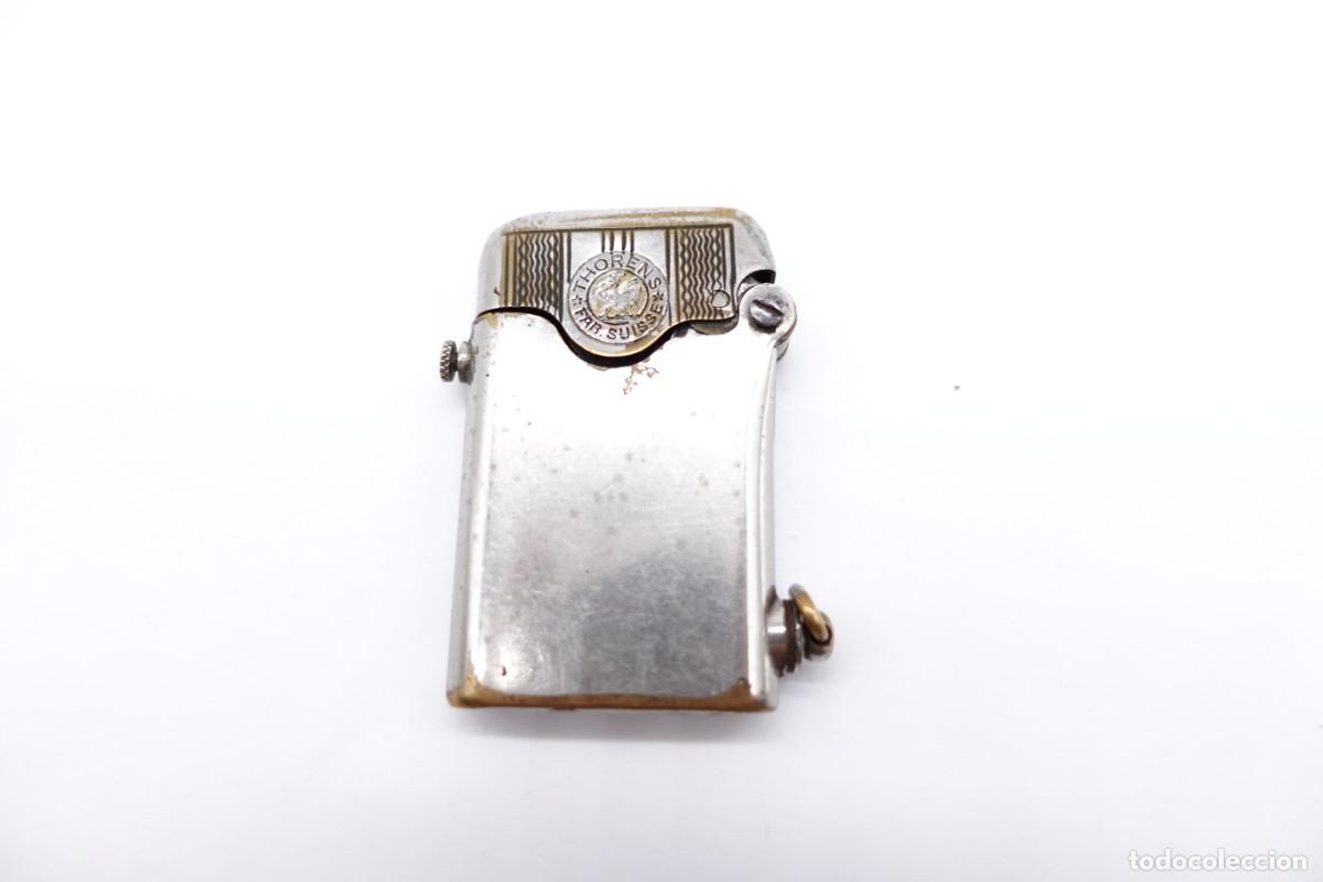 Isqueiros: MECHERO THORENS FAB SUISSE DE GASOLINA AUTOM&Aacute;TICO METAL PLATEADO VINTAGE SUIZA