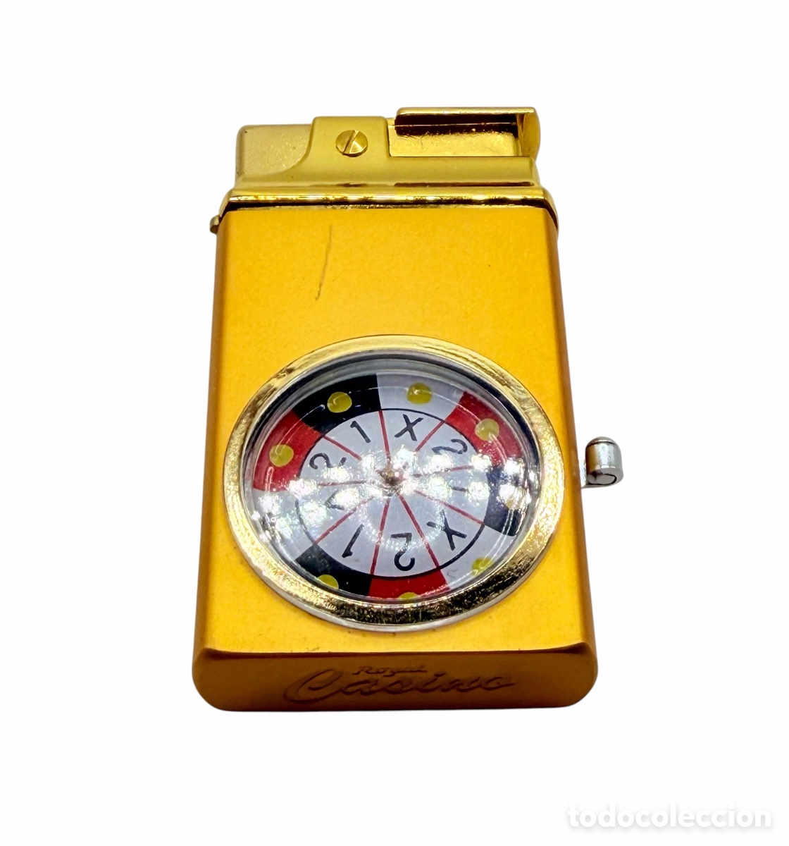 Mecheros: Mechero Dorado de Colecci&oacute;n Casino Azar 1X2