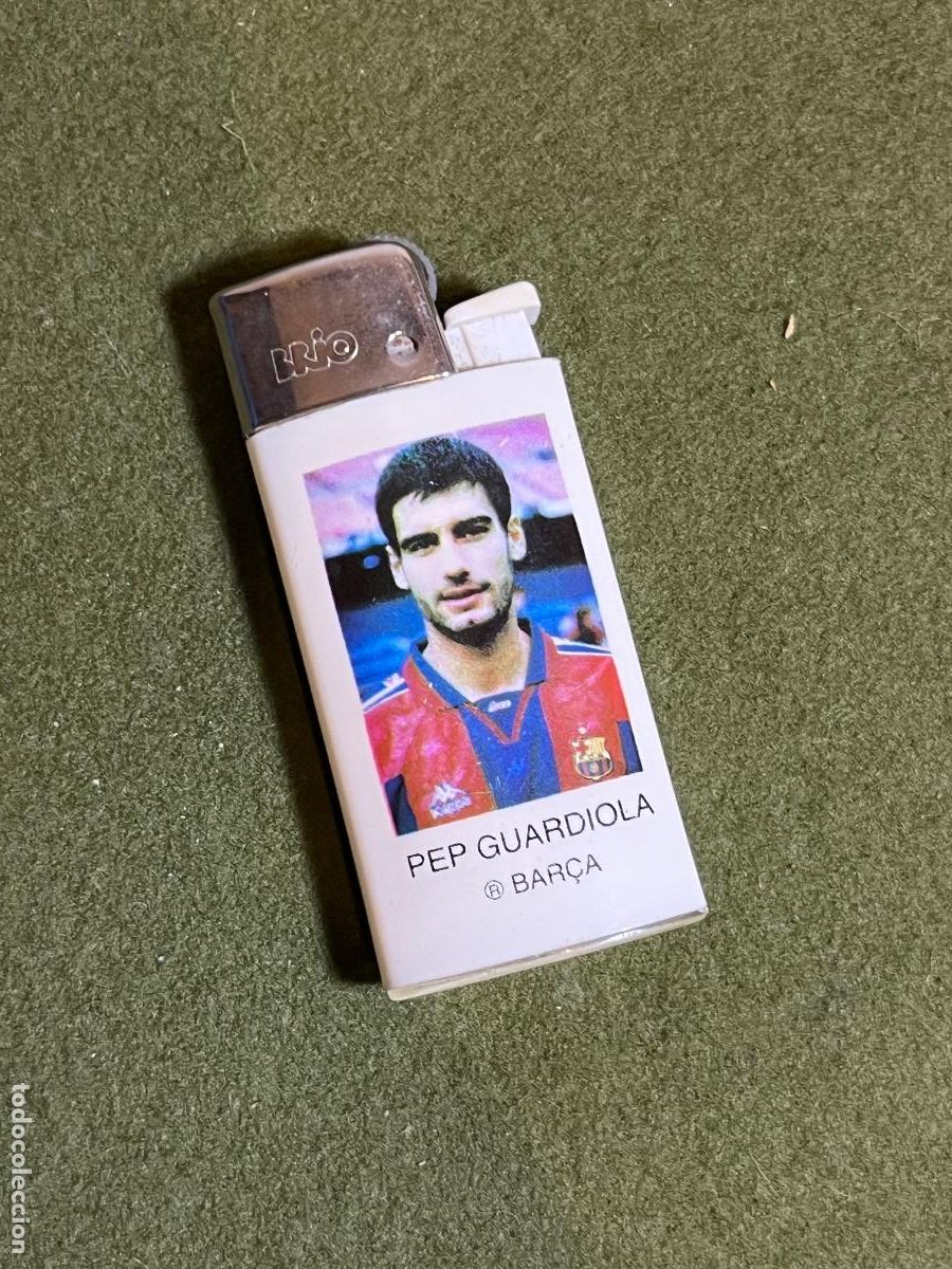 Isqueiros: Encendedor de gas Mio Pep Guardiola Bar&ccedil;a FC Barcelona vintage publicidad f&uacute;tbol Flamagas Made in Sp