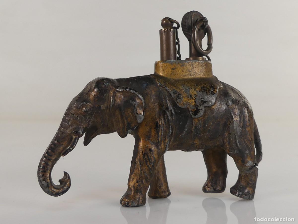 Briquets: BONITO MECHERO DE SOBREMESA FORMA DE ELEFANTE