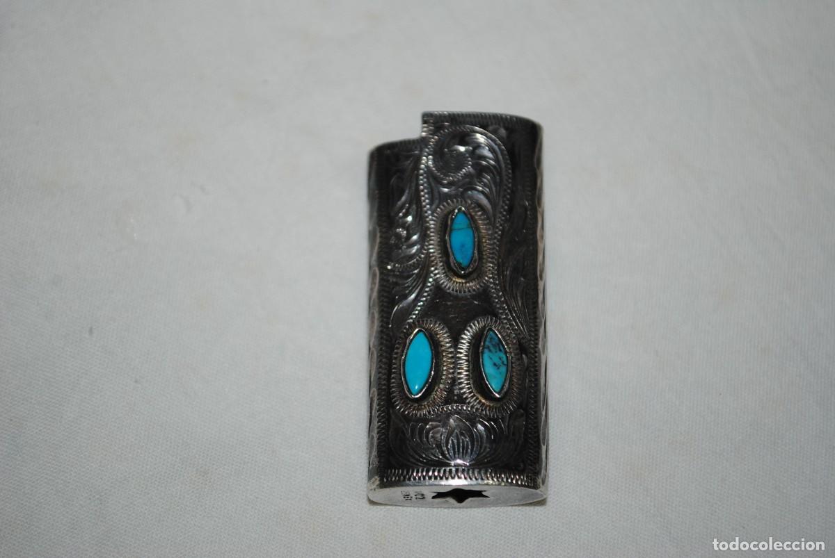 Mecheros: FUNDA DE PLATA Y TURQUESA PARA ENCENDEDOR - Foto 5