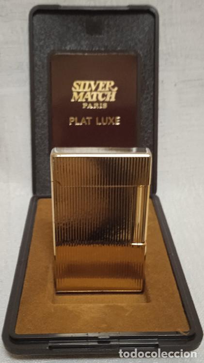Mecheros: ENCENDEDOR SILVER MATCH - A GAS - CON PIEDRA - PLAQUE ORO