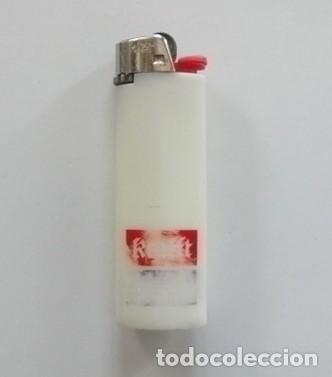 Mecheros: ANTIGUO MECHERO BIC - BLANCO CON REGULADOR DE LLAMA - CON PUBLICIDAD DESGASTADA - USADO - GASTADO
