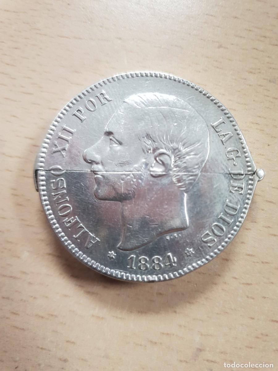 Mecheros: Mechero moneda de 5 pesetas alfonso XII 1884 gasolina