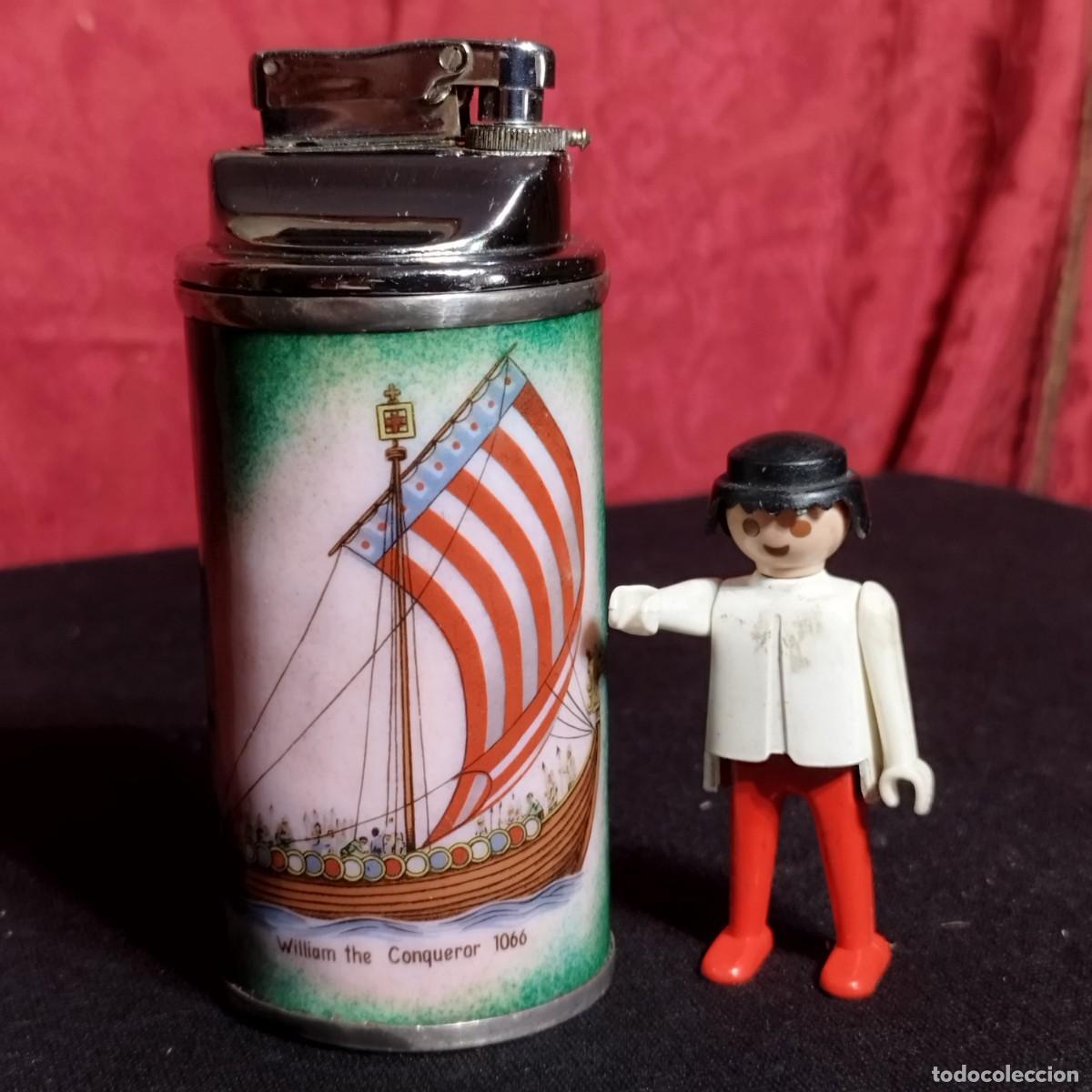 Mecheros: MECHERO ENCENDEDOR - BASE DE PLATA - CERAMICA ESMALTADA BARCO VIKINGO WILLIAM - JUTSON METAMAR