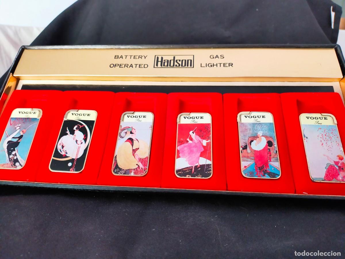 Mecheros: LOTE 6 ENCENDEDORES HADSON CON EXPOSITOR Y CAJA. MARCAS DE TABACO DE &Eacute;POCA. DE ESTANCO A&Ntilde;OS 70