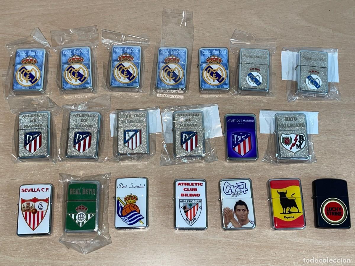 Accendini: Lote 20 Mecheros Encendedores F&uacute;tbol Madrid Atleti Rayo Sevilla Betis Sociedad Athletic tipo zippo