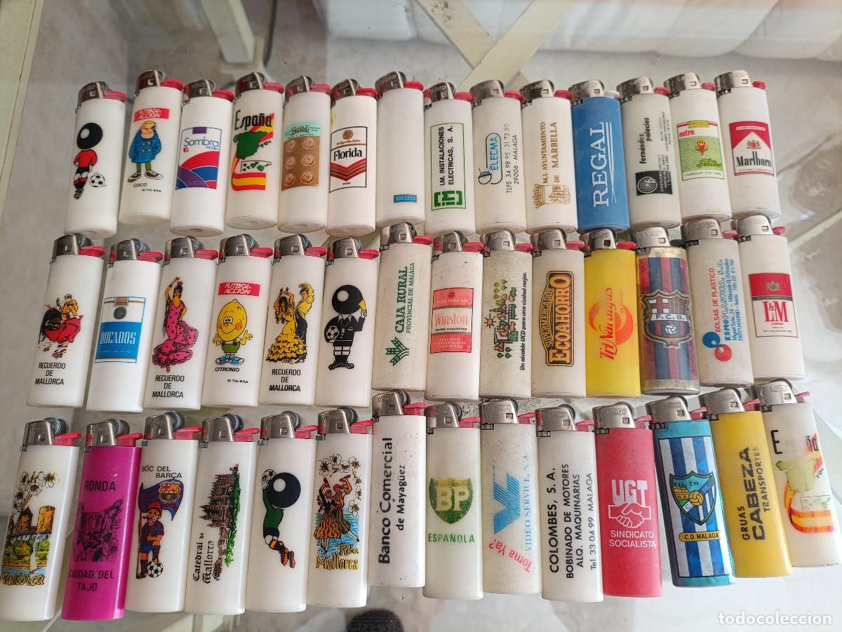 Mecheros: SUPER LOTE 42 ANTIGUOS ENCENDEDORES MECHEROS BIC PUBLICIDAD