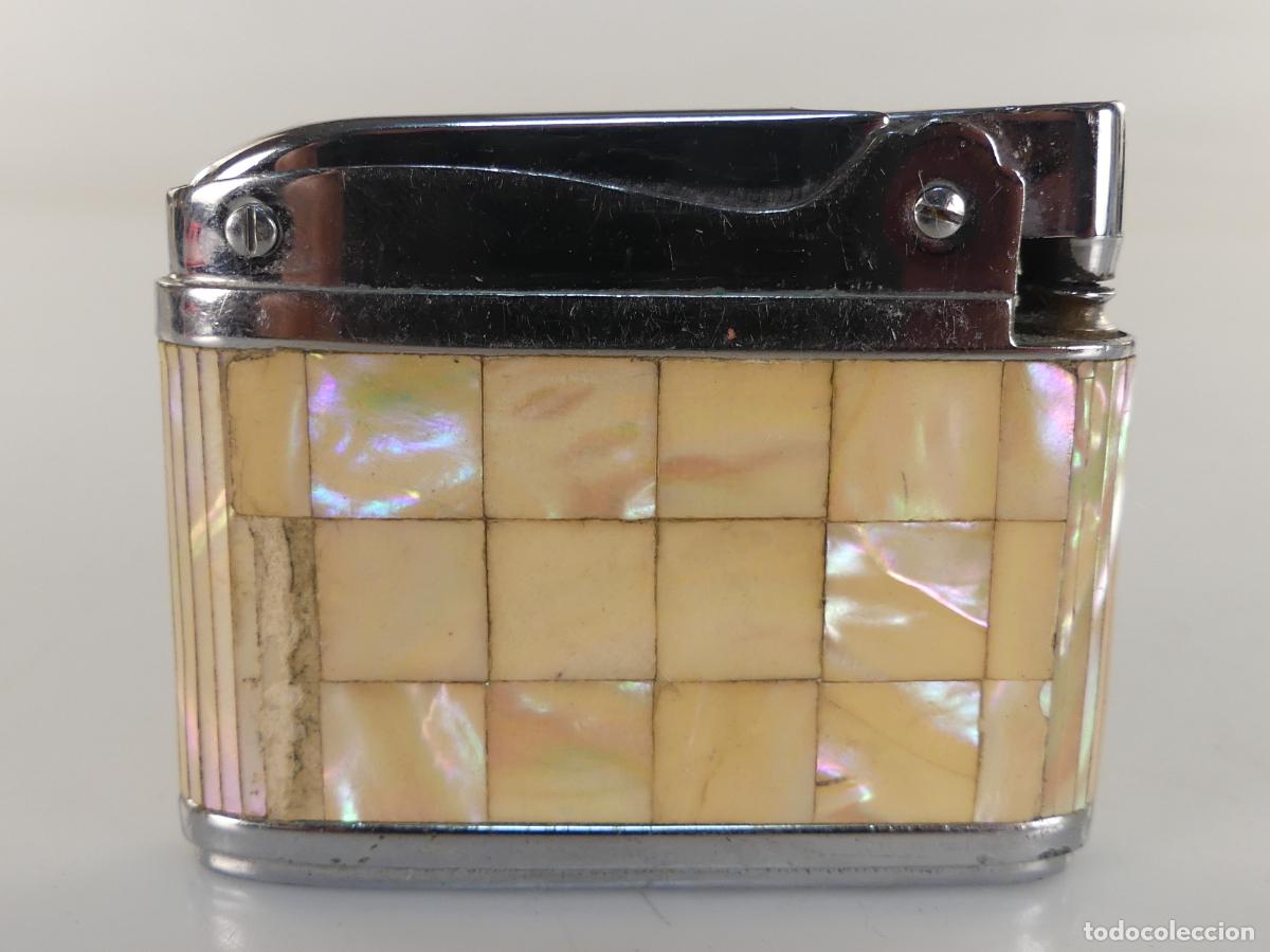 Lighters: MECHERO MARCA QUEEN STAR FORRADA CON NACAR - OBJETO DE COLECCION