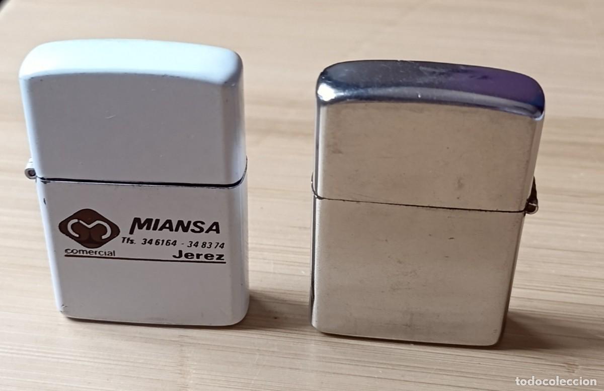 Mecheros: Lote 2 Mecheros Vintage Tipo Zippo A&ntilde;os 80/90 &ndash; Cromo y Publicidad MIANSA Para Colecci&oacute;n / Reparar