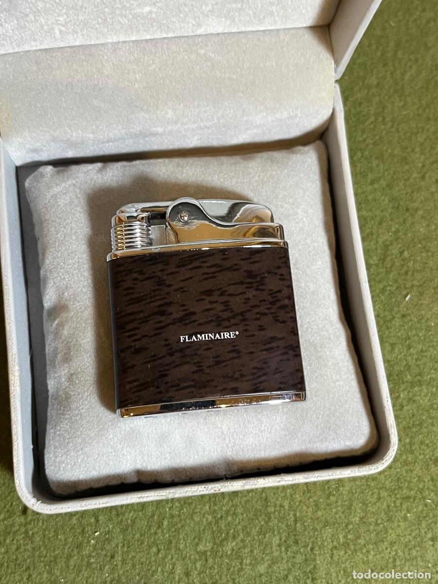 Mecheros: Mechero FLAMINAIRE Paris vintage efecto madera con estuche original &ndash; Encendedor franc&eacute;s de gas
