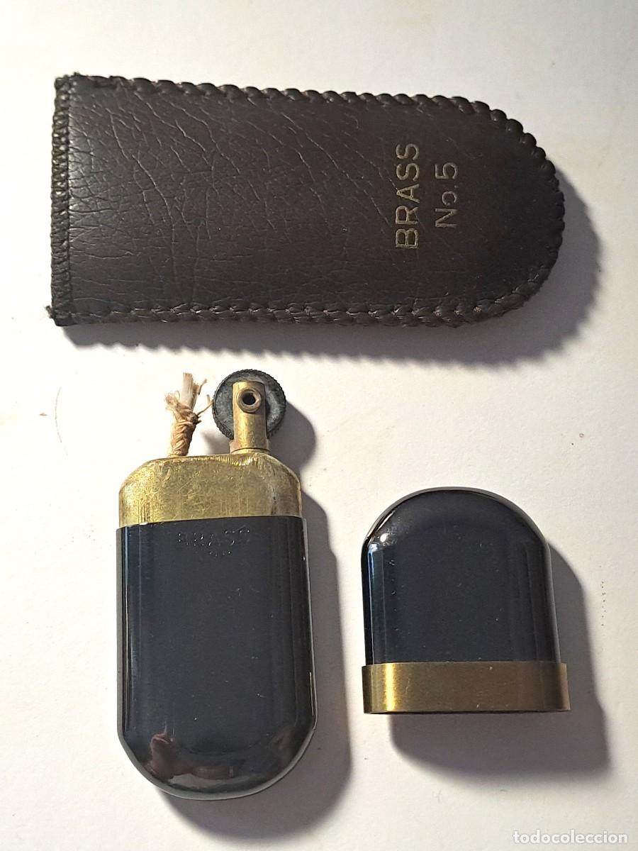 Mecheros: MECHERO DE GASOLINA BRASS N&ordm; 5 CON FUNDA DE CUERO