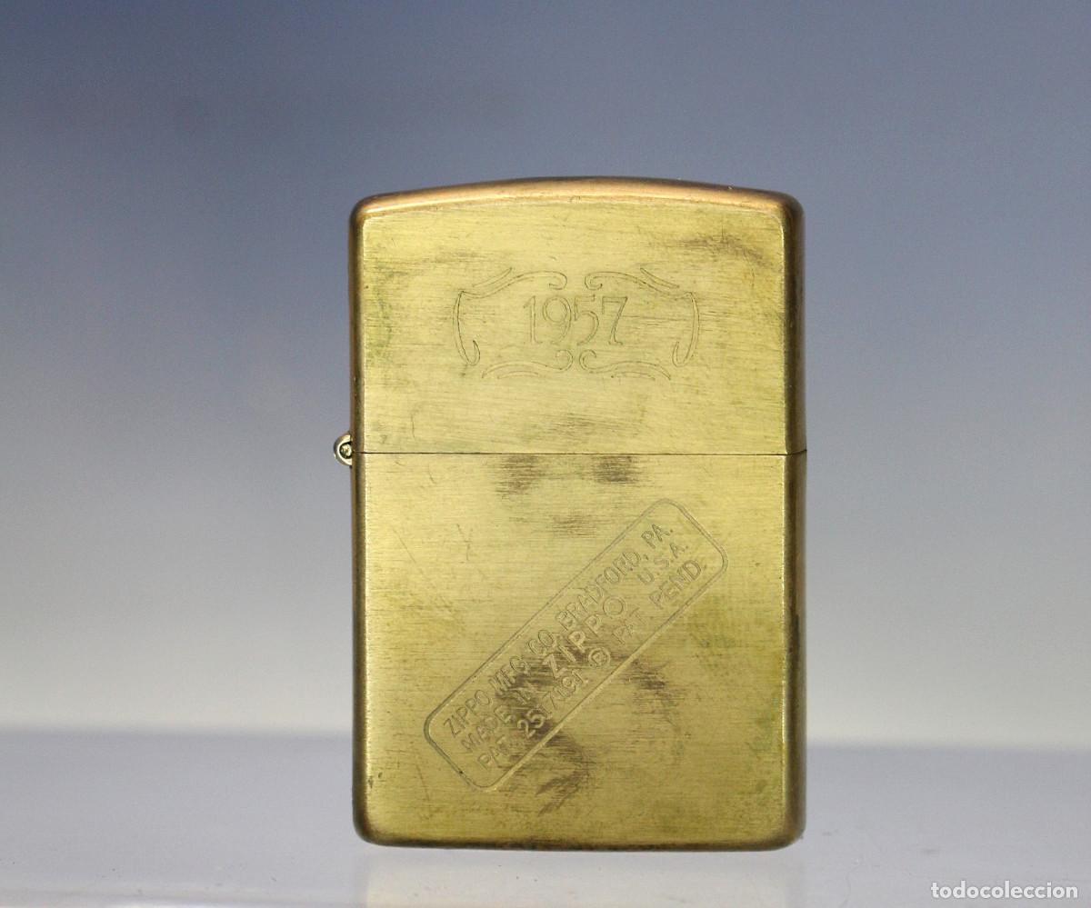 Mecheros: 02. Zippo vintage &ldquo;1957&rdquo; Solid Brass, lat&oacute;n, 1932-1991.