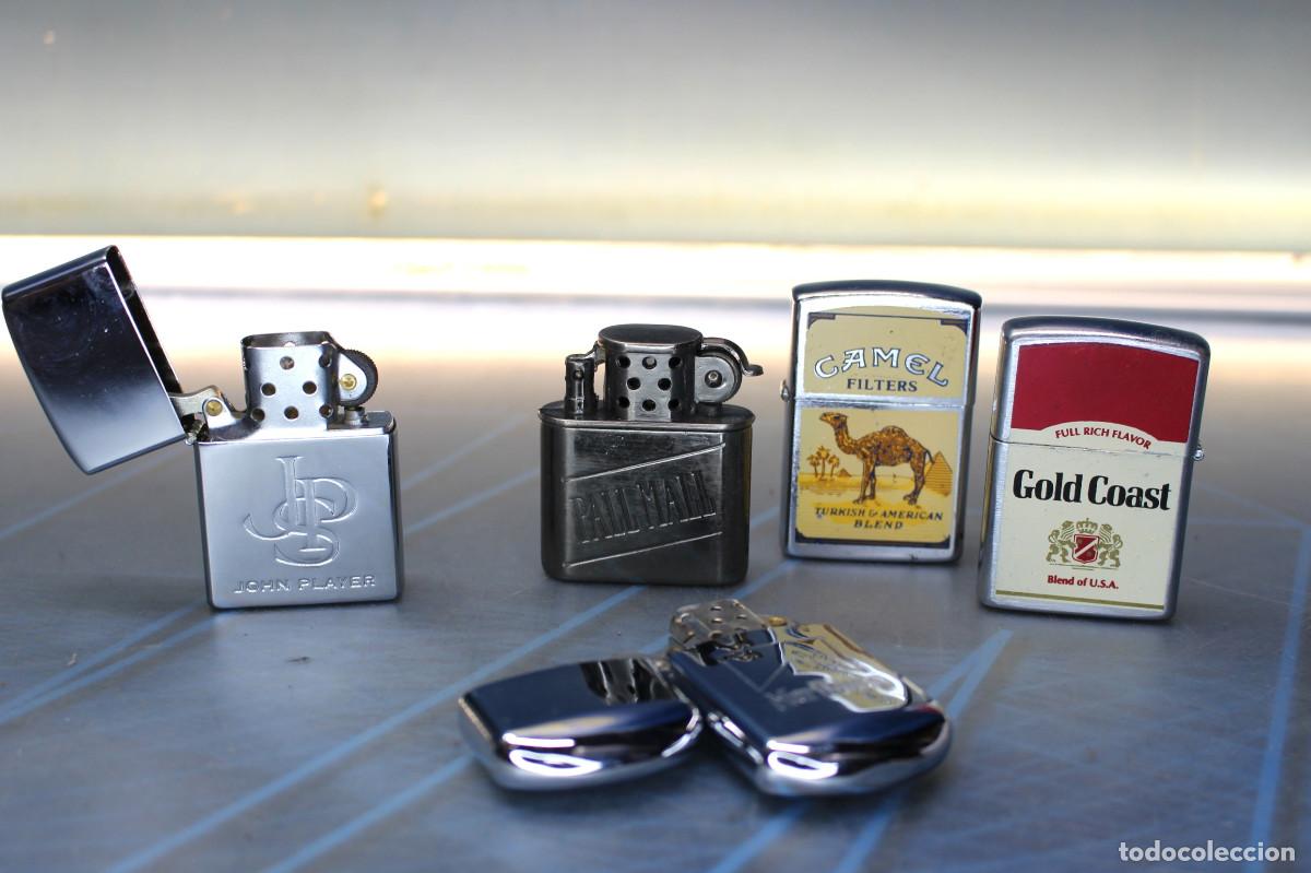 Mecheros: 5 mecheros de gasolina, tipo Zippo, publicidad tabaco. A&ntilde;os 90.