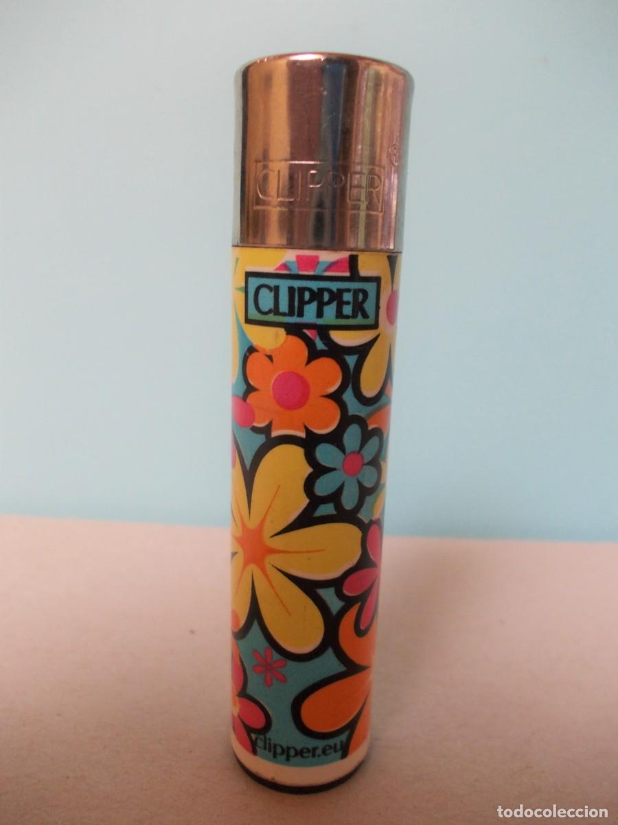 Briquets: Mechero Clipper original encendedor piedra estampado floral retro Espa&ntilde;a descatalogado
